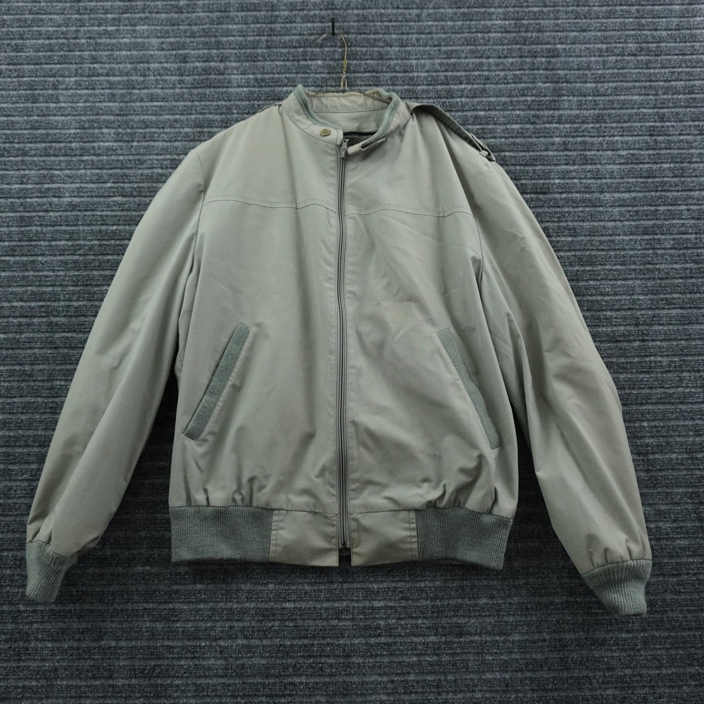 London Fog Bomber Jacket Mens 44 Long Gray Harrington Faux Shearling Lined Zip